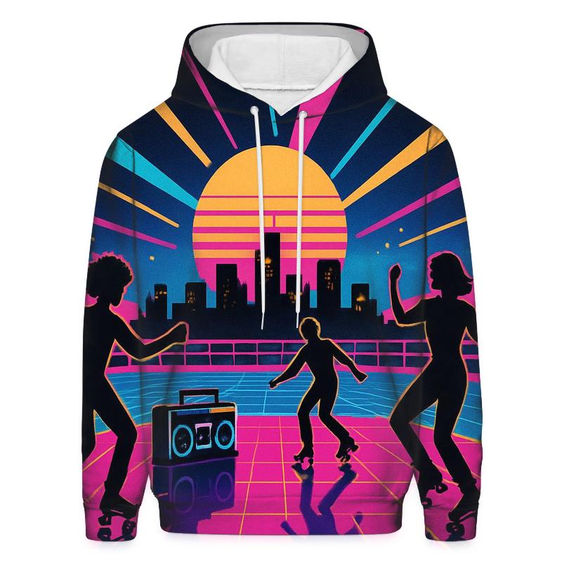 Neon Roller Rink Skyline designer hoodies