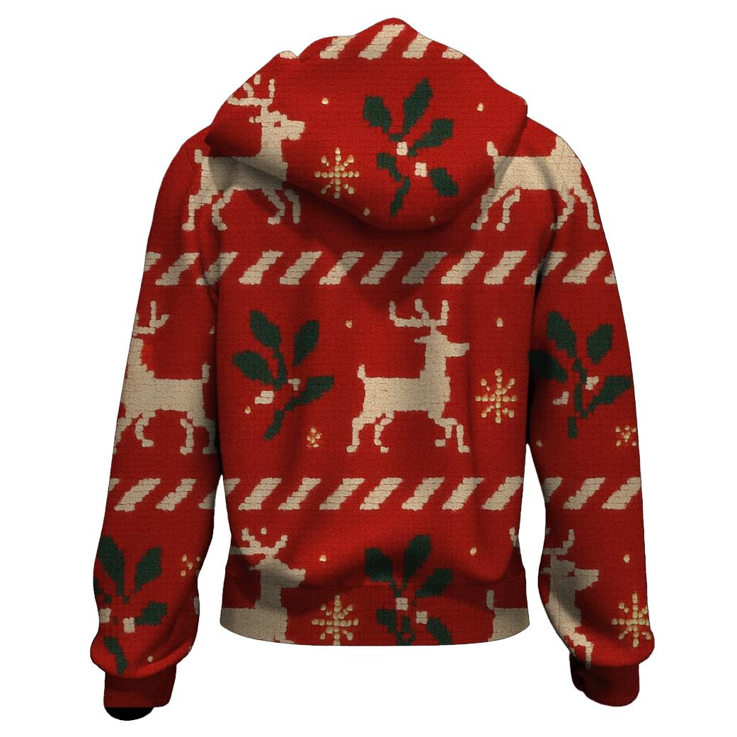 Mistletoe Reindeer Sweater Grid Design designer hoodies
