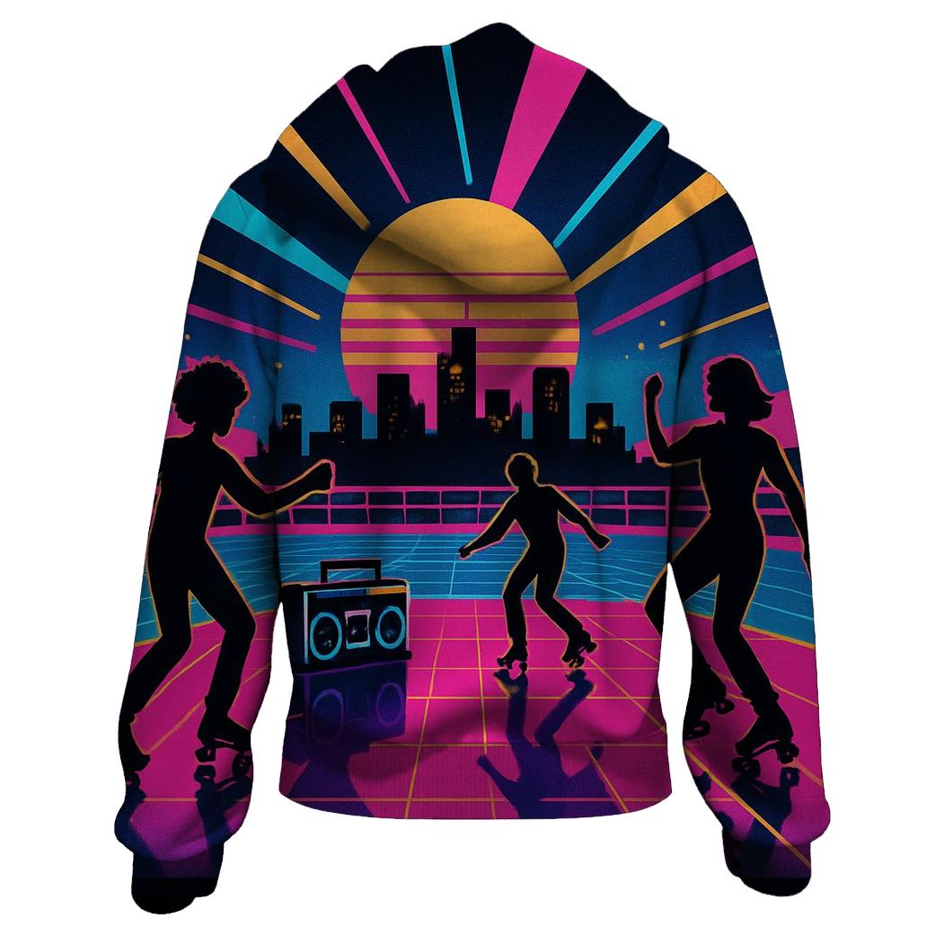 Neon Roller Rink Skyline lightweight hoodies