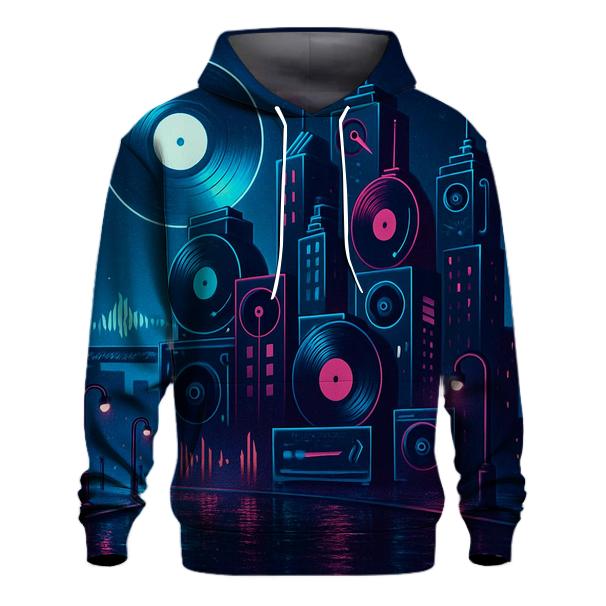 Neon Vinyl Skyline graphic hoodies