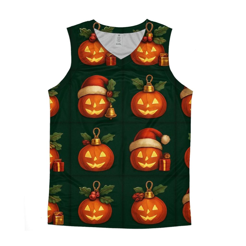 Festive Pumpkin Ornament Grid sports performance tank tops