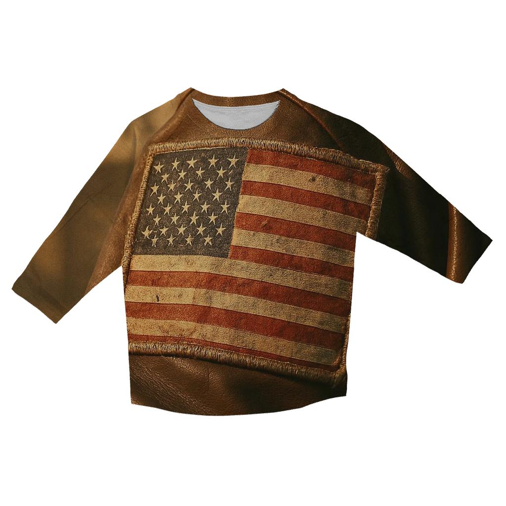 Vintage Pilot Jacket Emblem personalized 3/4 sleeve tees
