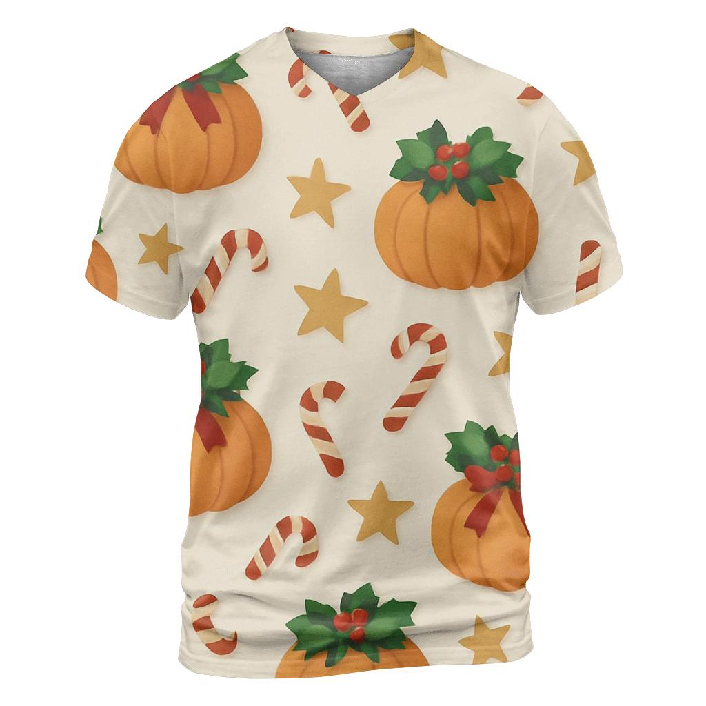 Carolers Pumpkin Wreath Scatter creative print fashion shirts