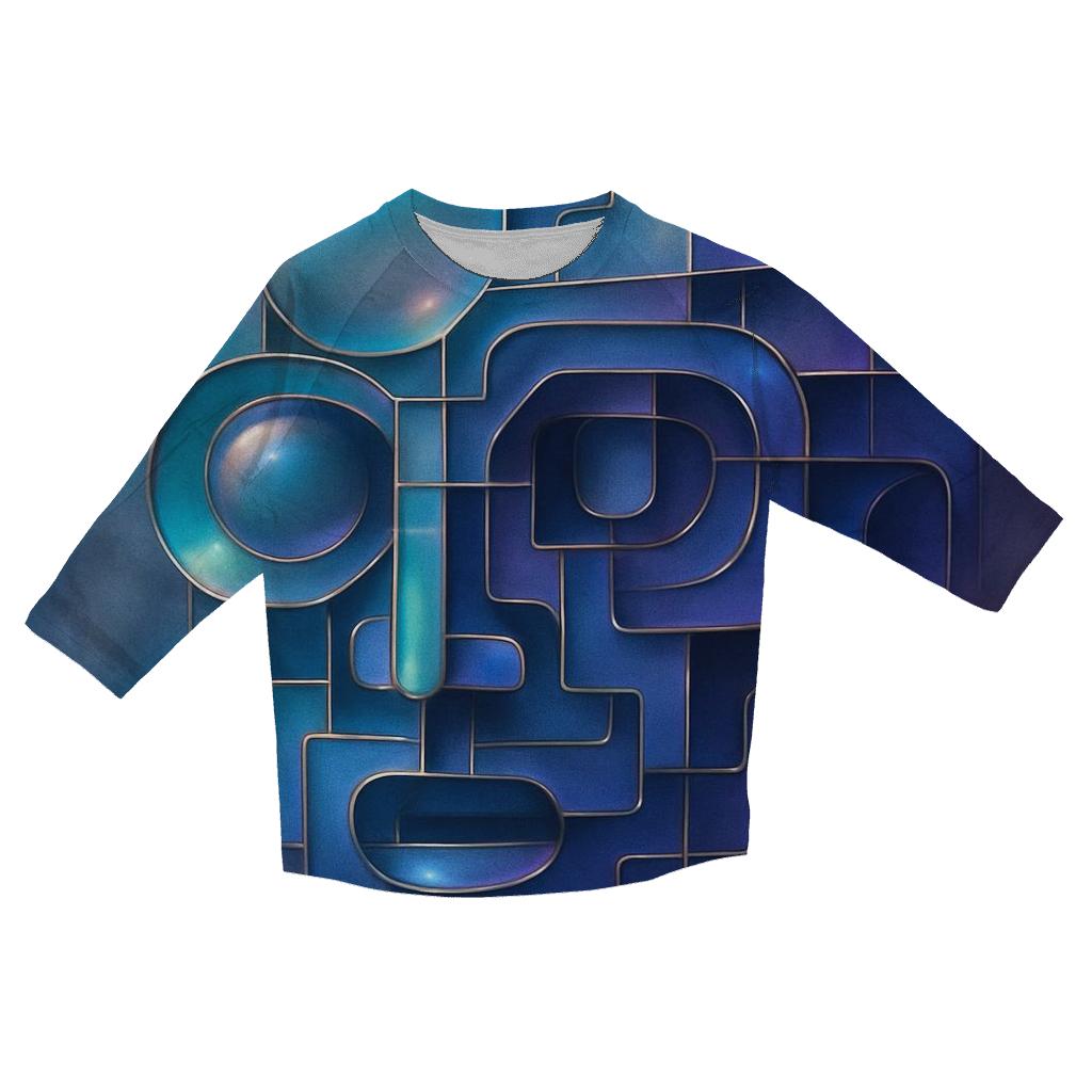 Chromatic Orb Maze printed three quarter sleeve shirts