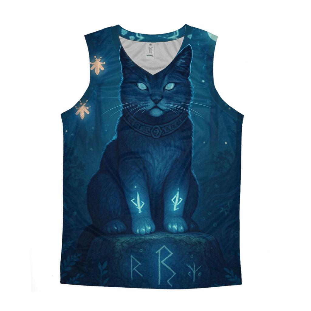 Mystic Runestone Guardian Cat sports performance tank tops