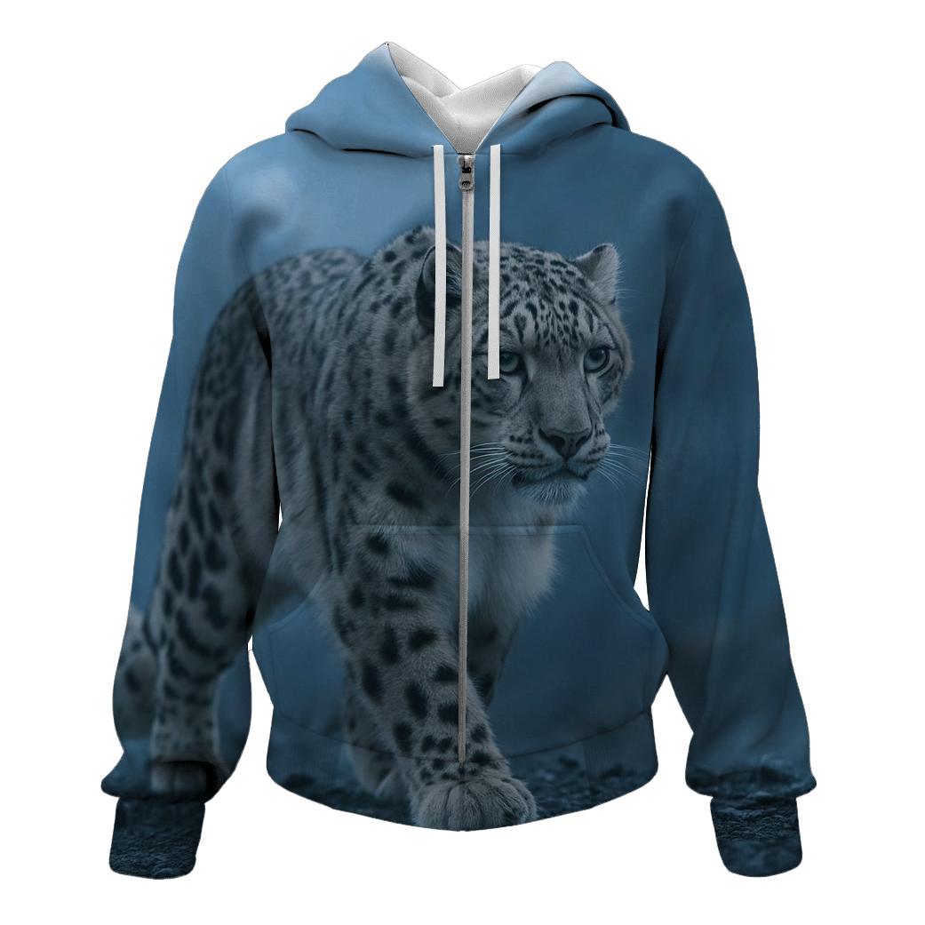 Mist Ridge Stalker Snow Leopard printed hoodies