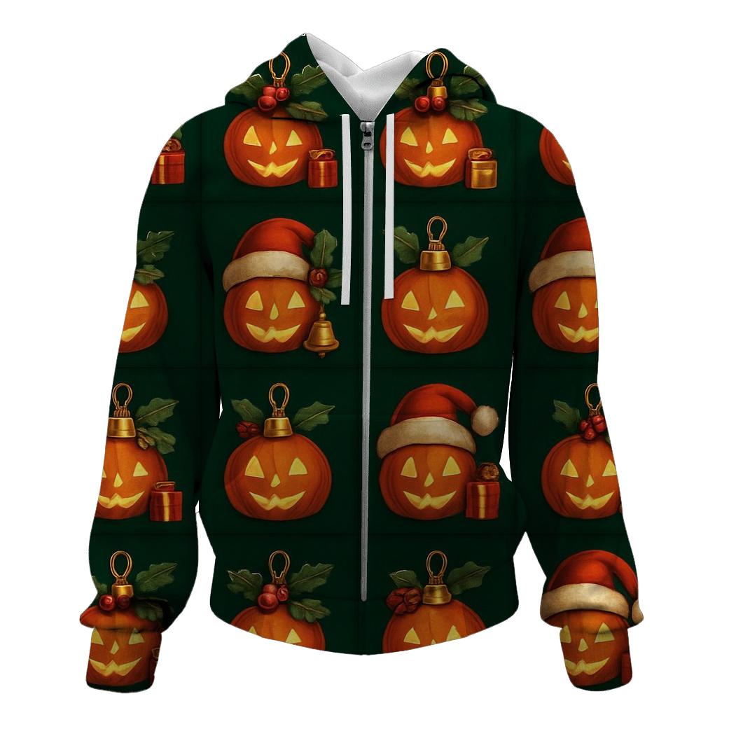 Festive Pumpkin Ornament Grid designer hoodies