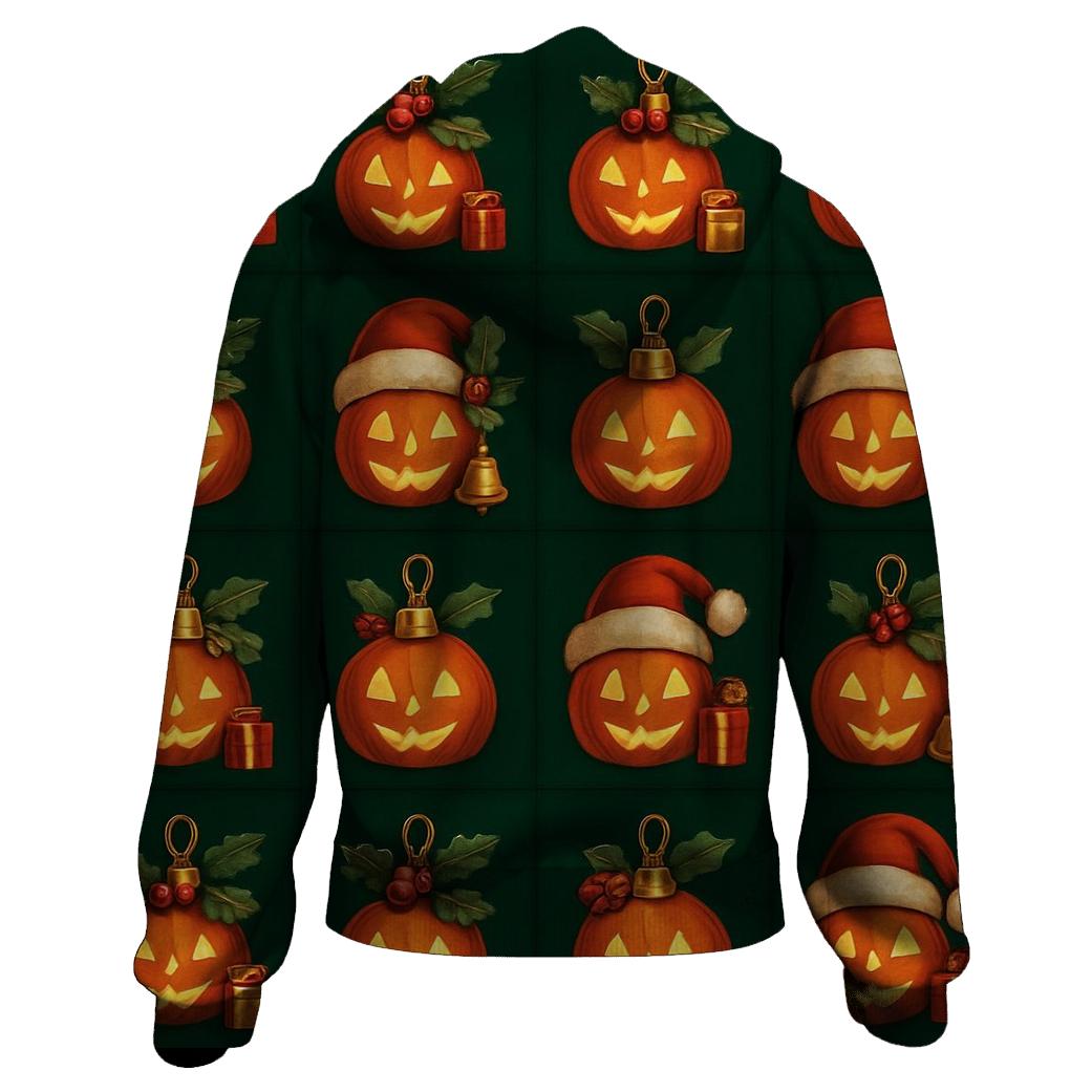 Festive Pumpkin Ornament Grid designer hoodies