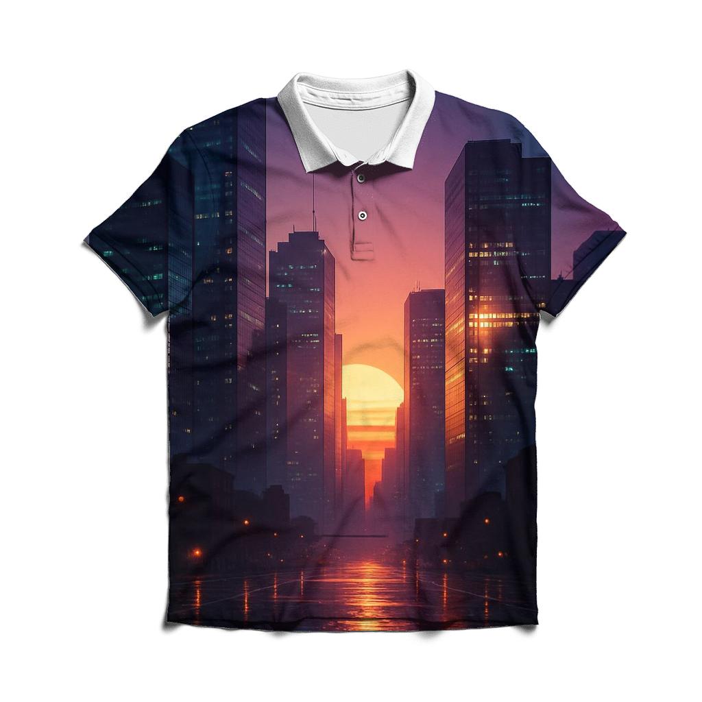 Teal City Afterglow embroidered polo tops