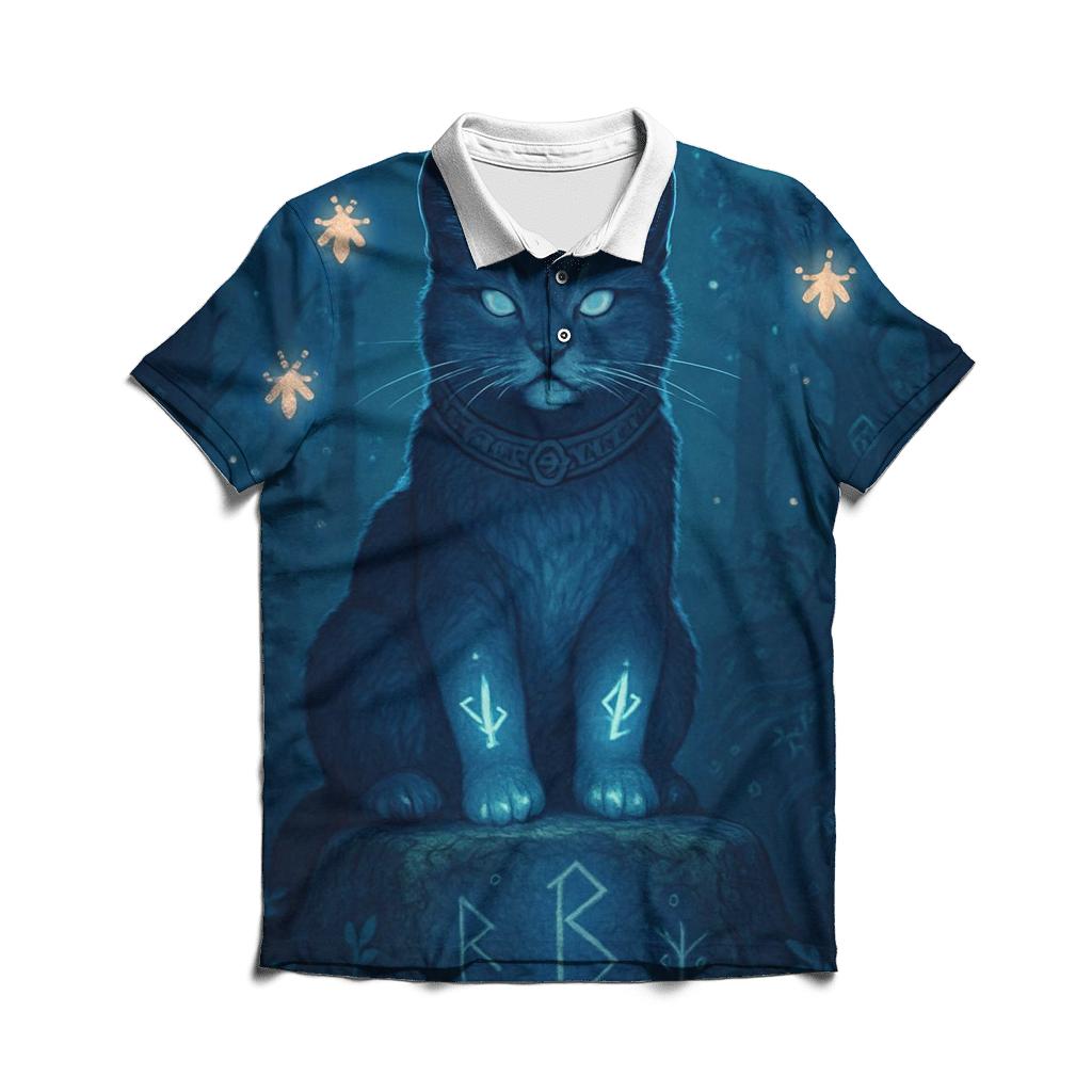 Mystic Runestone Guardian Cat classic pique polos