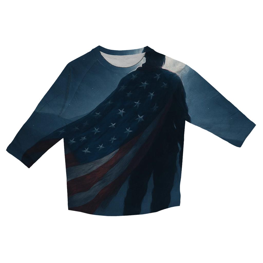 Midnight Sentinel Flag printed three quarter sleeve shirts
