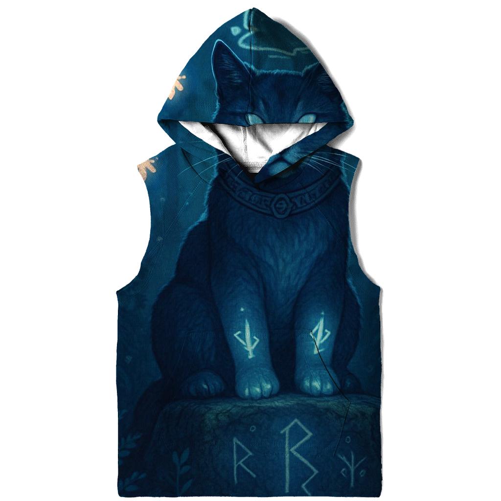 Mystic Runestone Guardian Cat embroidered hoodies
