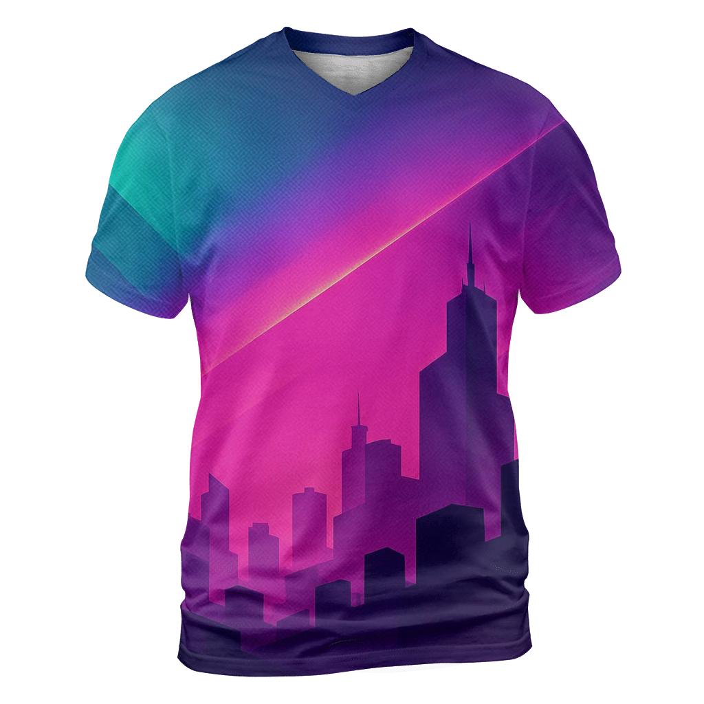 Neon Horizon Sweep vibrant all-over design tees