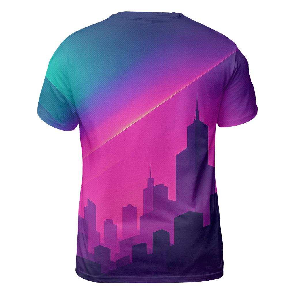 Neon Horizon Sweep vibrant all-over design tees