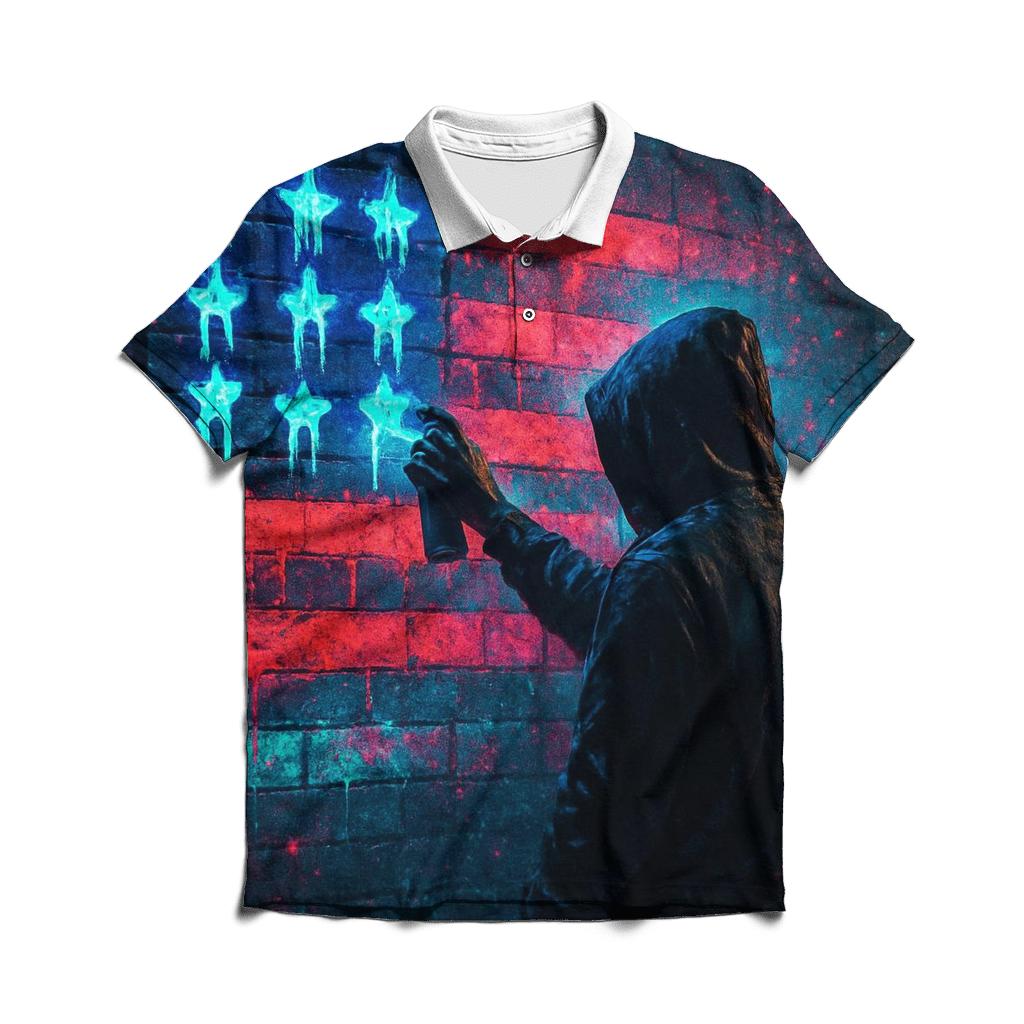 Urban Graffiti Stripes casual sports polo shirts