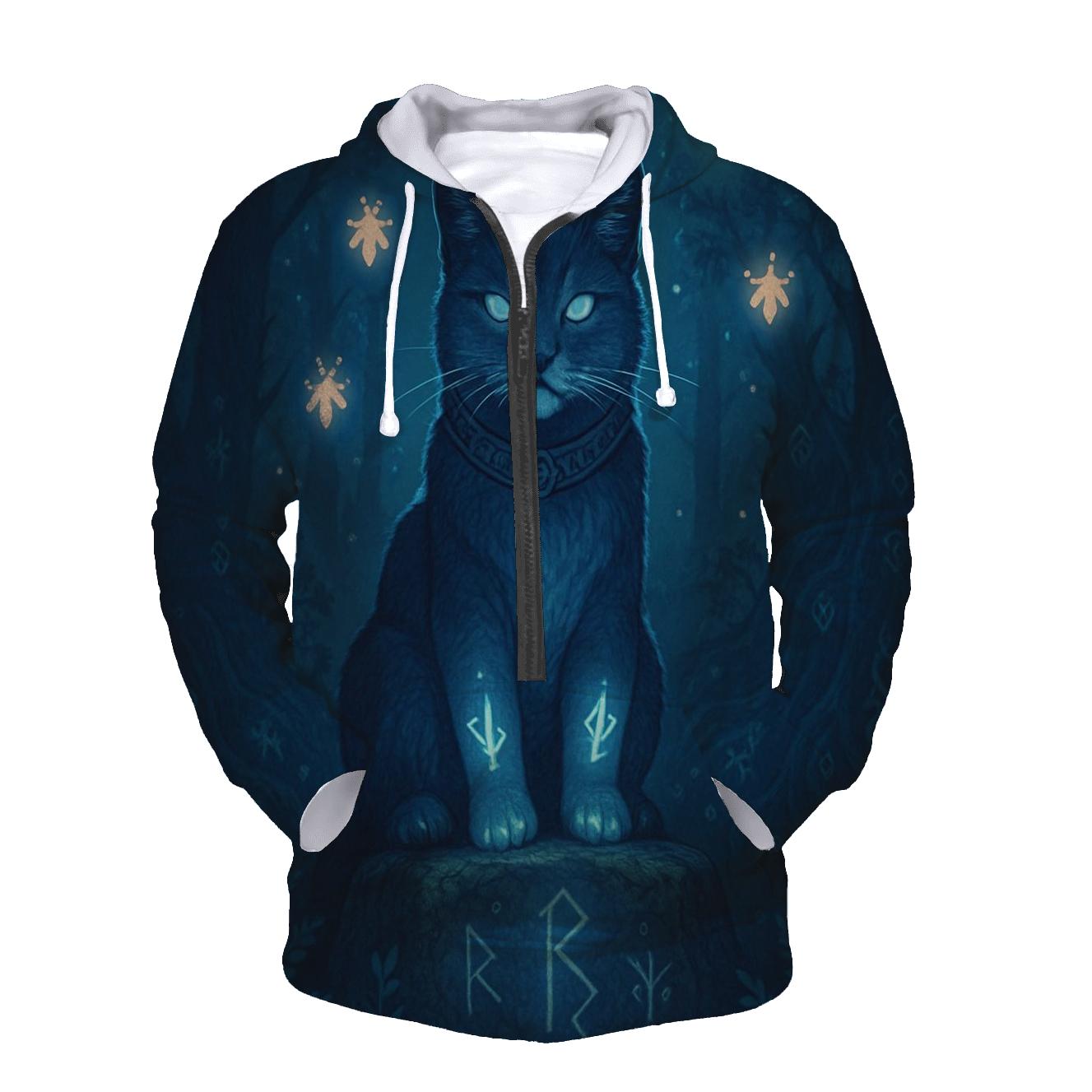 Mystic Runestone Guardian Cat lightweight hoodies