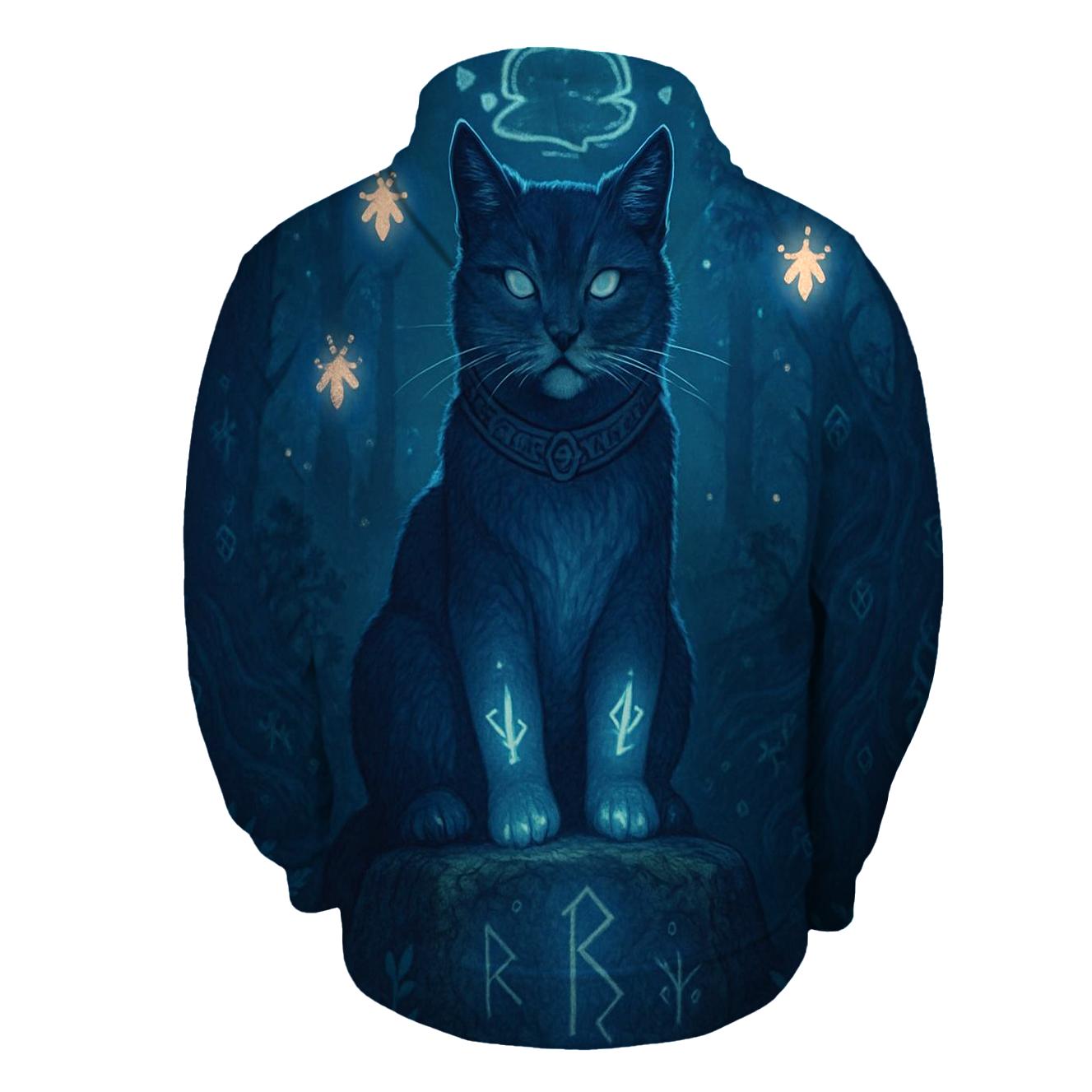 Mystic Runestone Guardian Cat lightweight hoodies