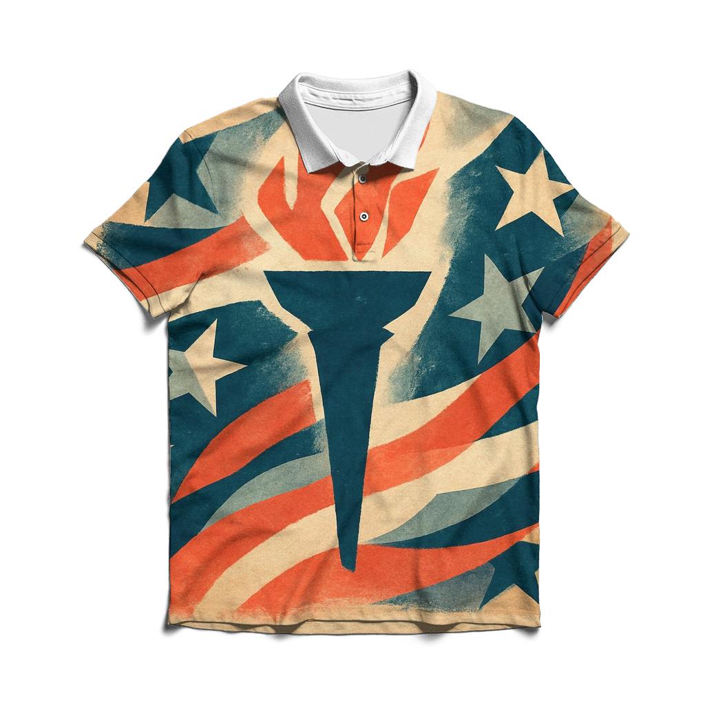 Abstract Stripes Of Liberty designer slim fit polos