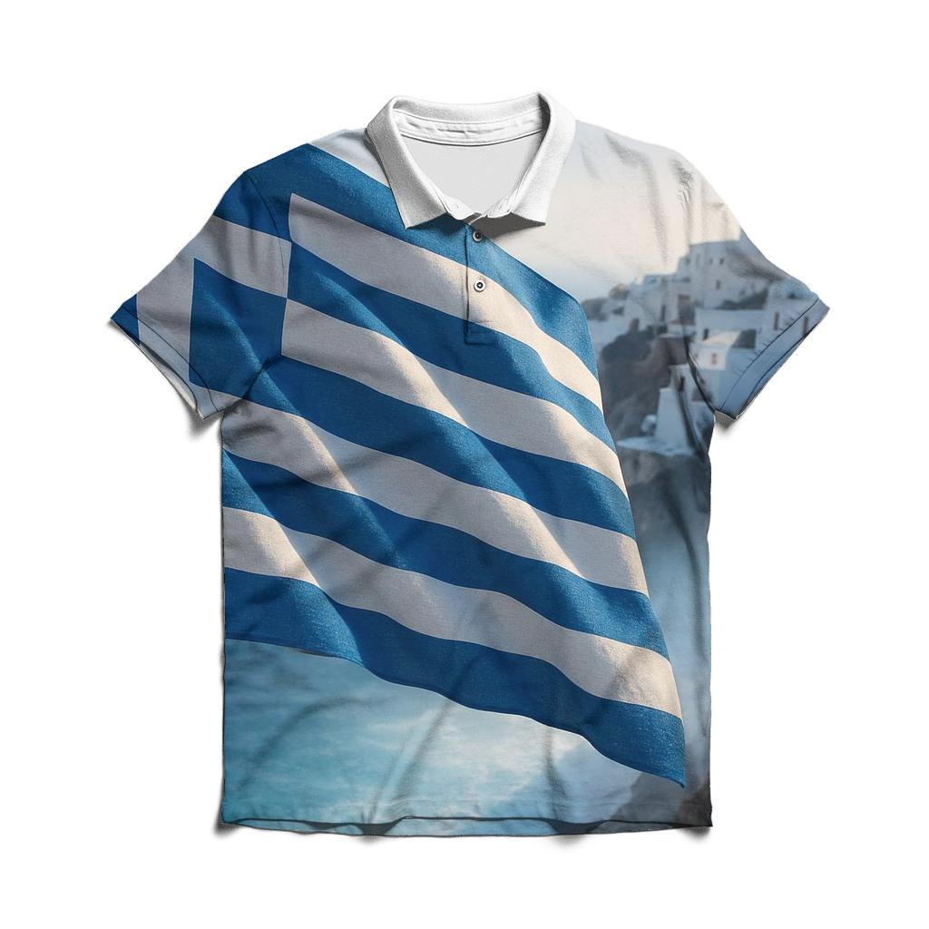 Aegean Flag Tide premium cotton polo shirts