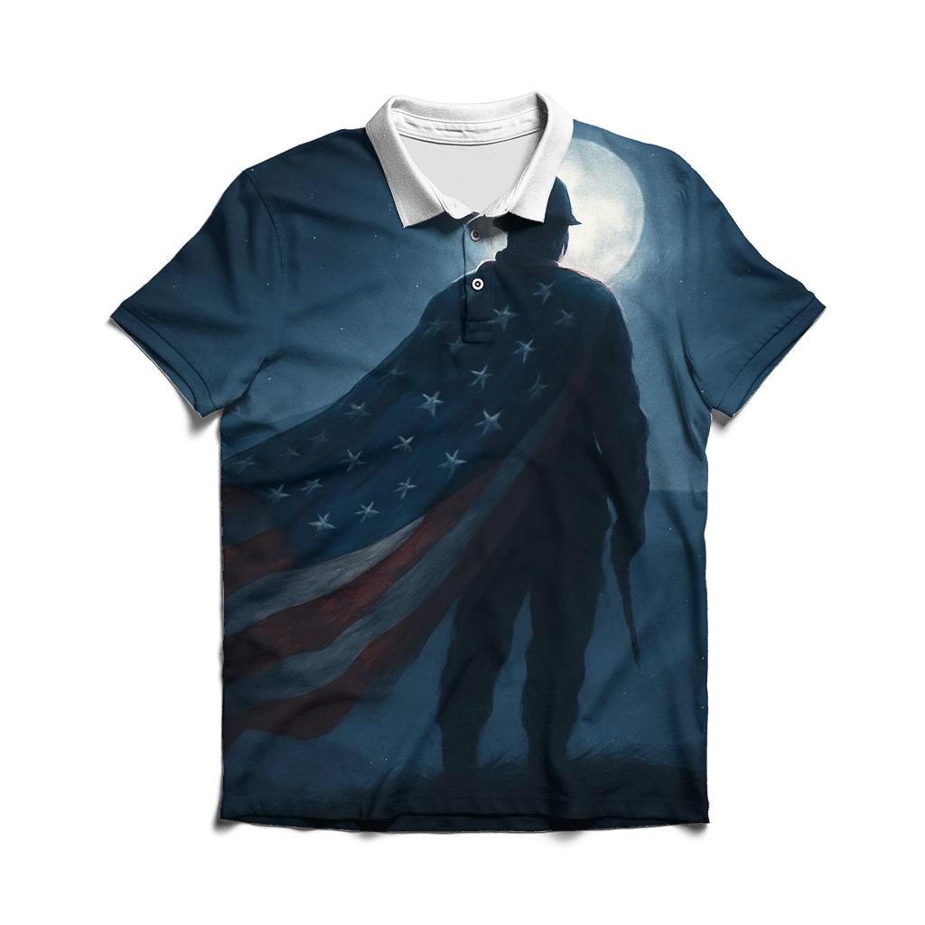 Midnight Sentinel Flag designer slim fit polos