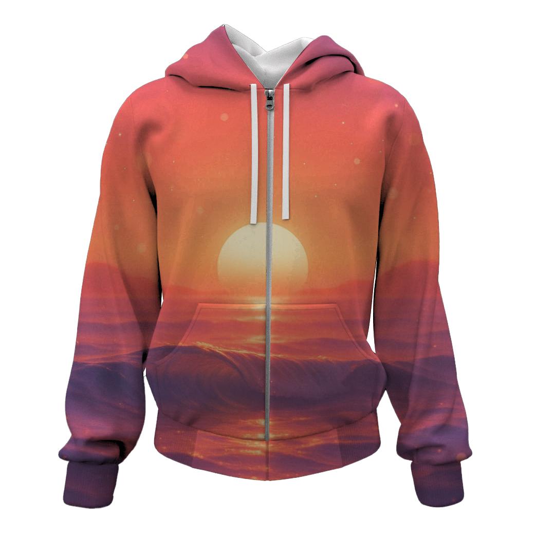 Coral Horizon Drift embroidered hoodies