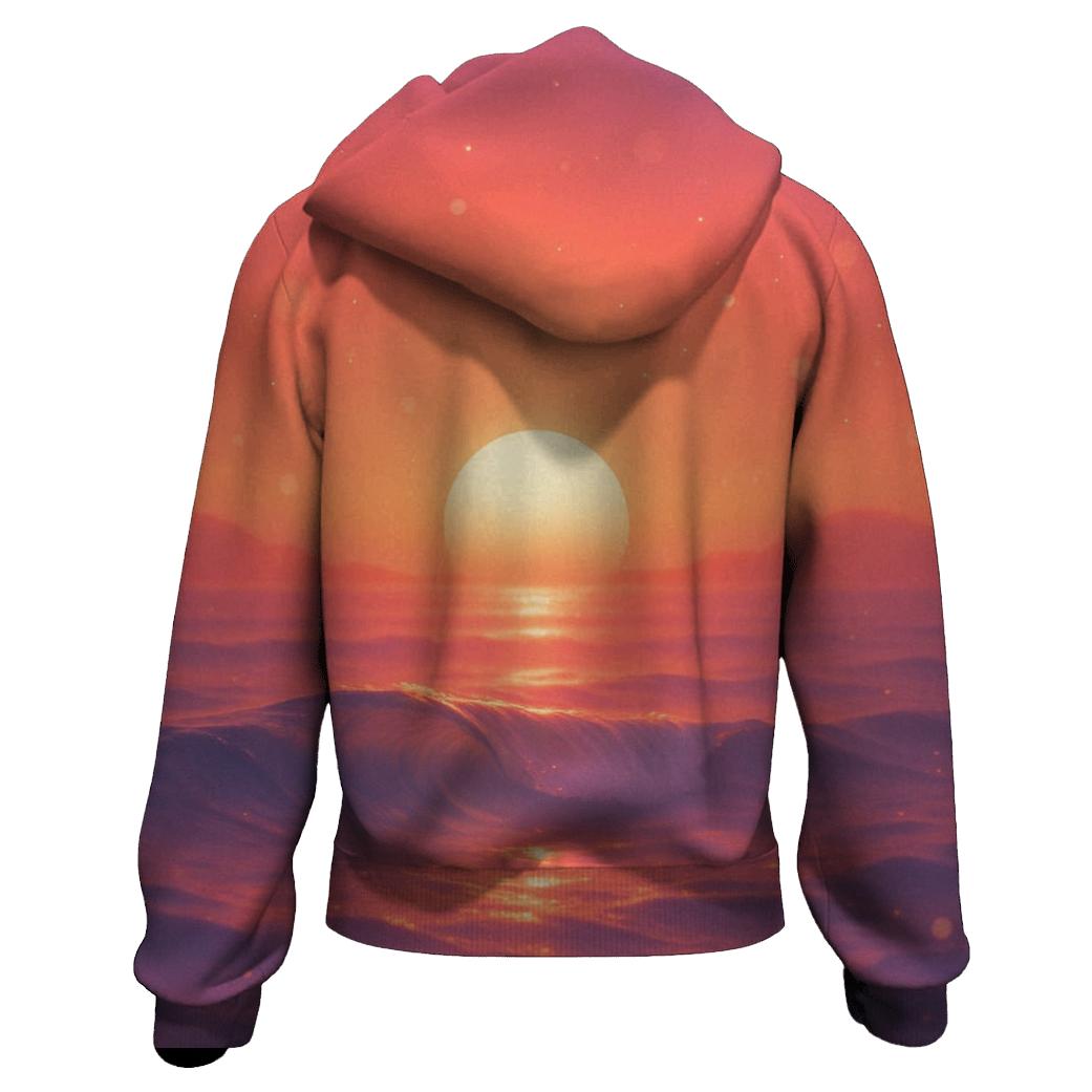 Coral Horizon Drift embroidered hoodies