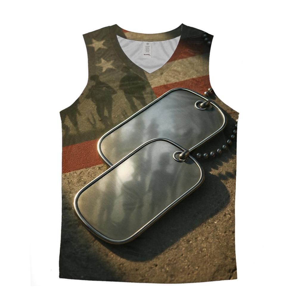 Dog Tags At High Noon cotton sleeveless tops