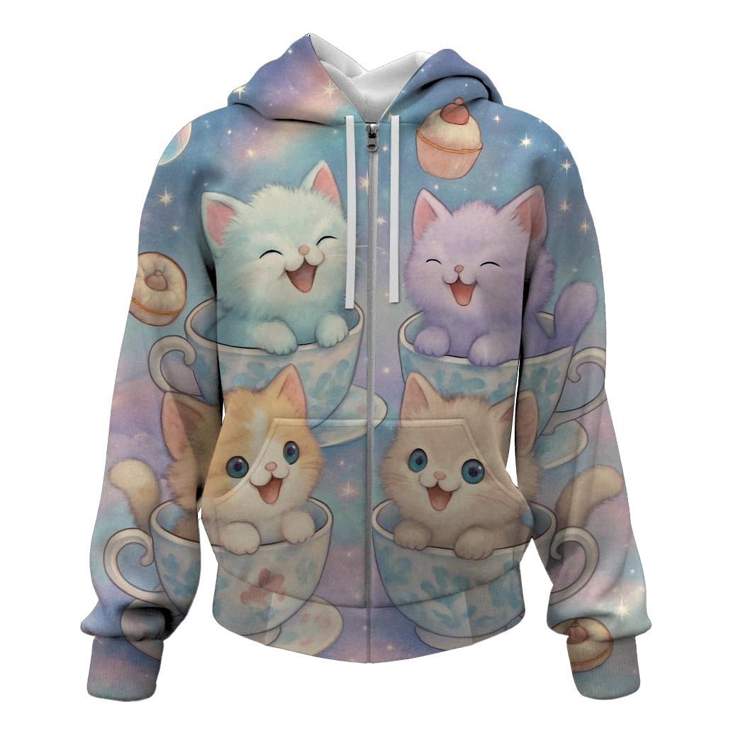 Cosmic Tea Party Kittens premium hoodies