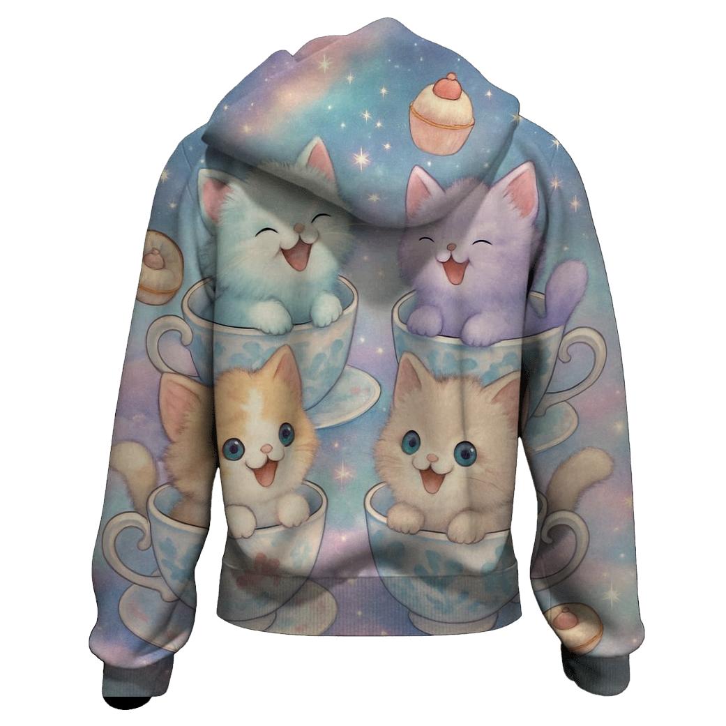 Cosmic Tea Party Kittens premium hoodies