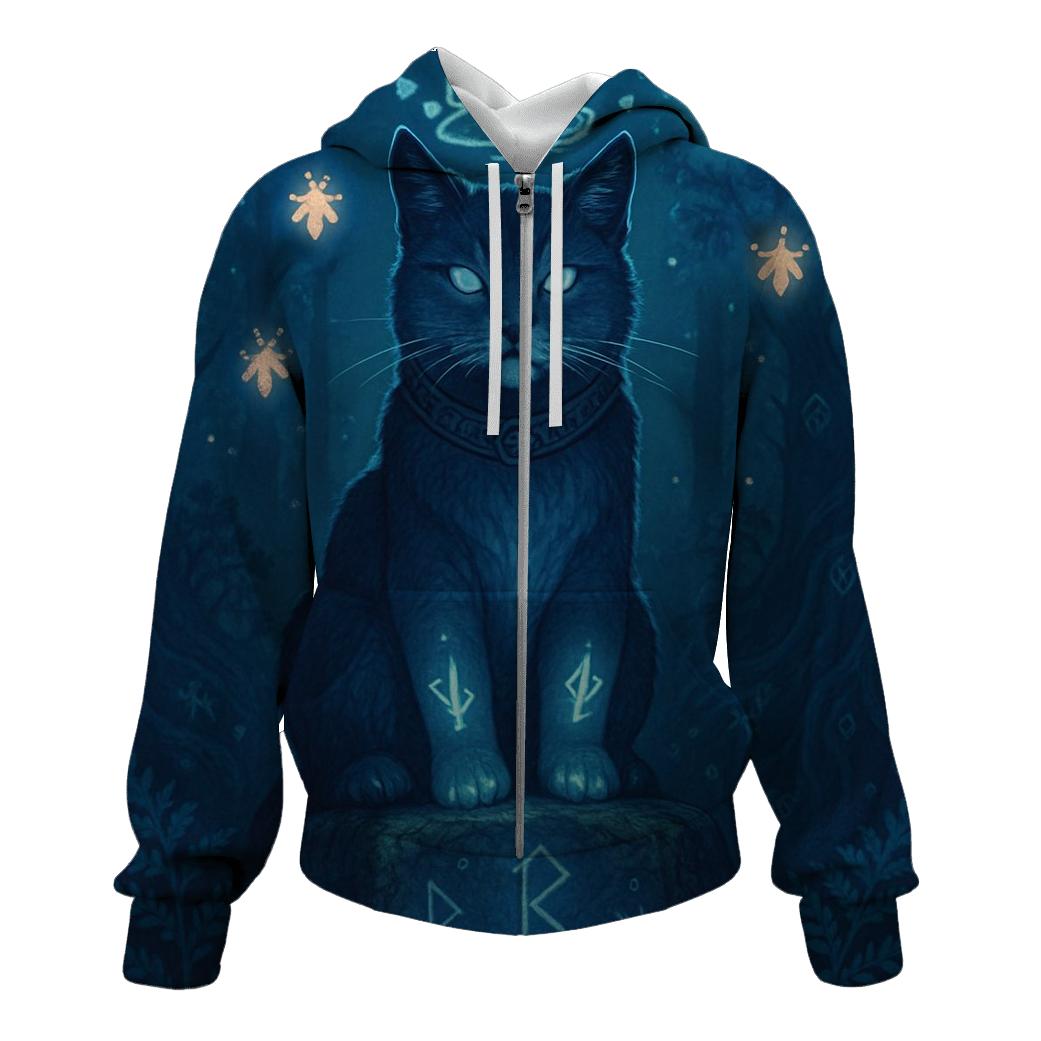 Mystic Runestone Guardian Cat graphic hoodies