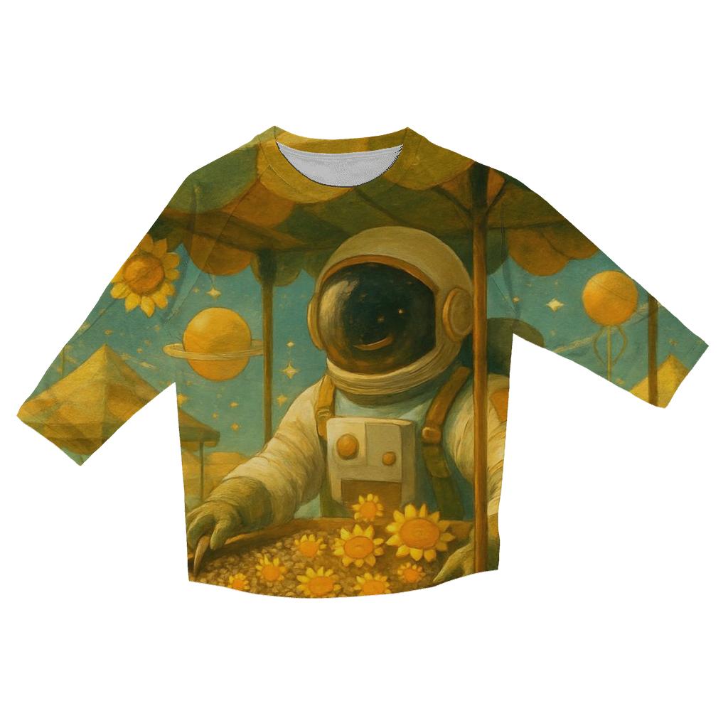 Sunflower Astronaut Market custom 3/4 sleeve shirts