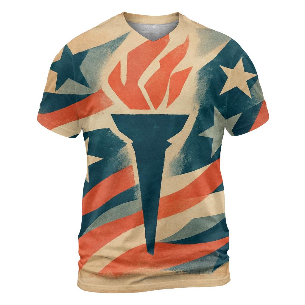 Abstract Stripes Of Liberty artistic all-over print tops