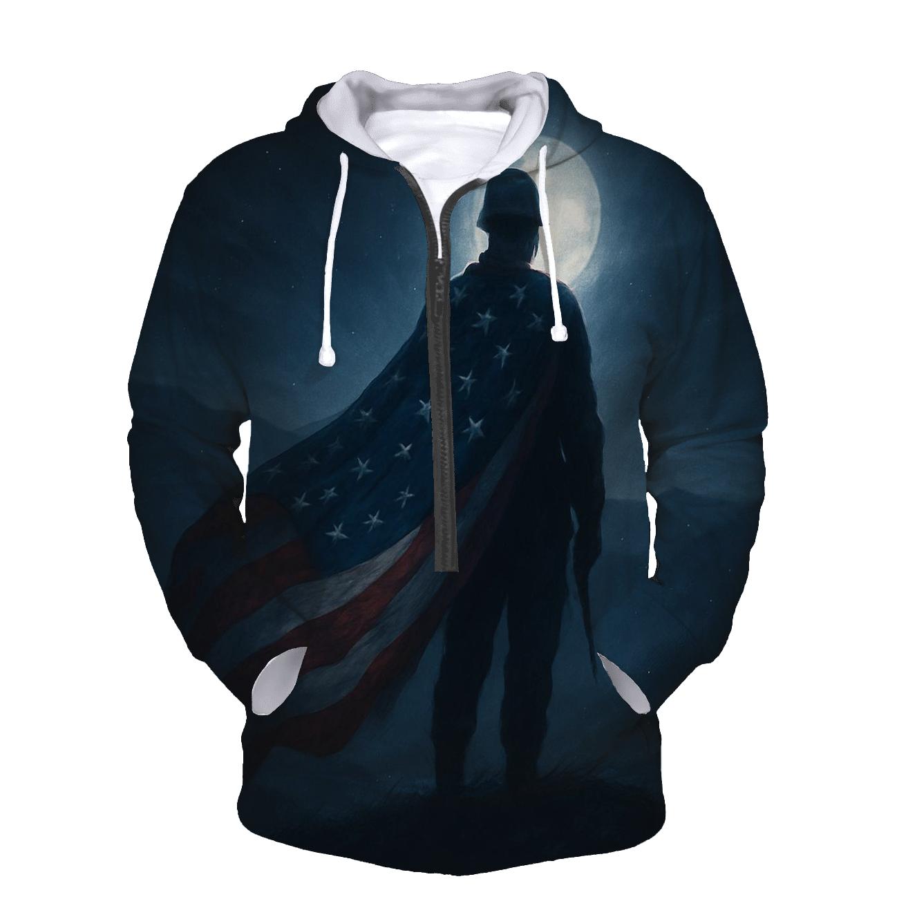 Midnight Sentinel Flag heavyweight hoodies
