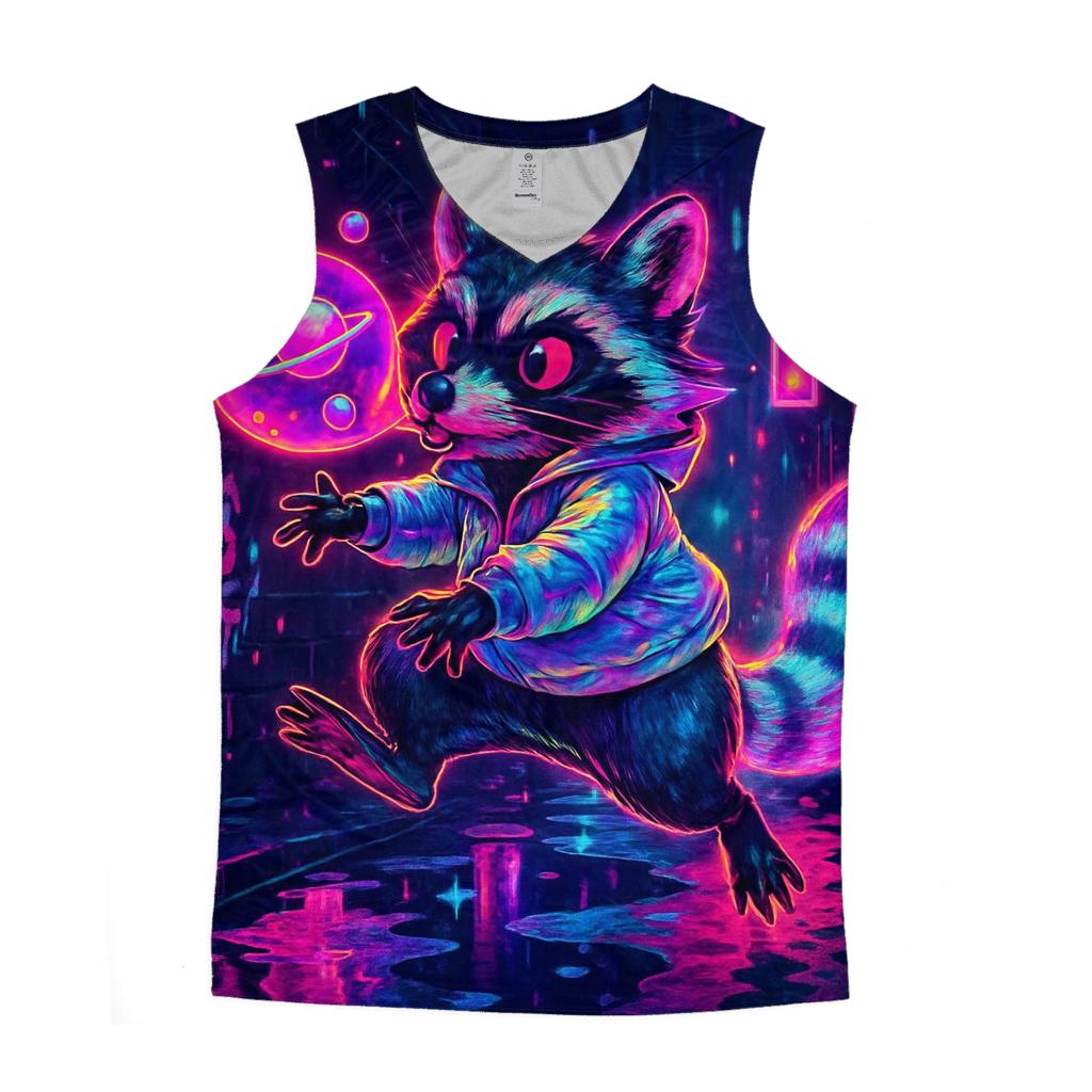 Bubblegum Cyber Raccoon casual summer tank tops