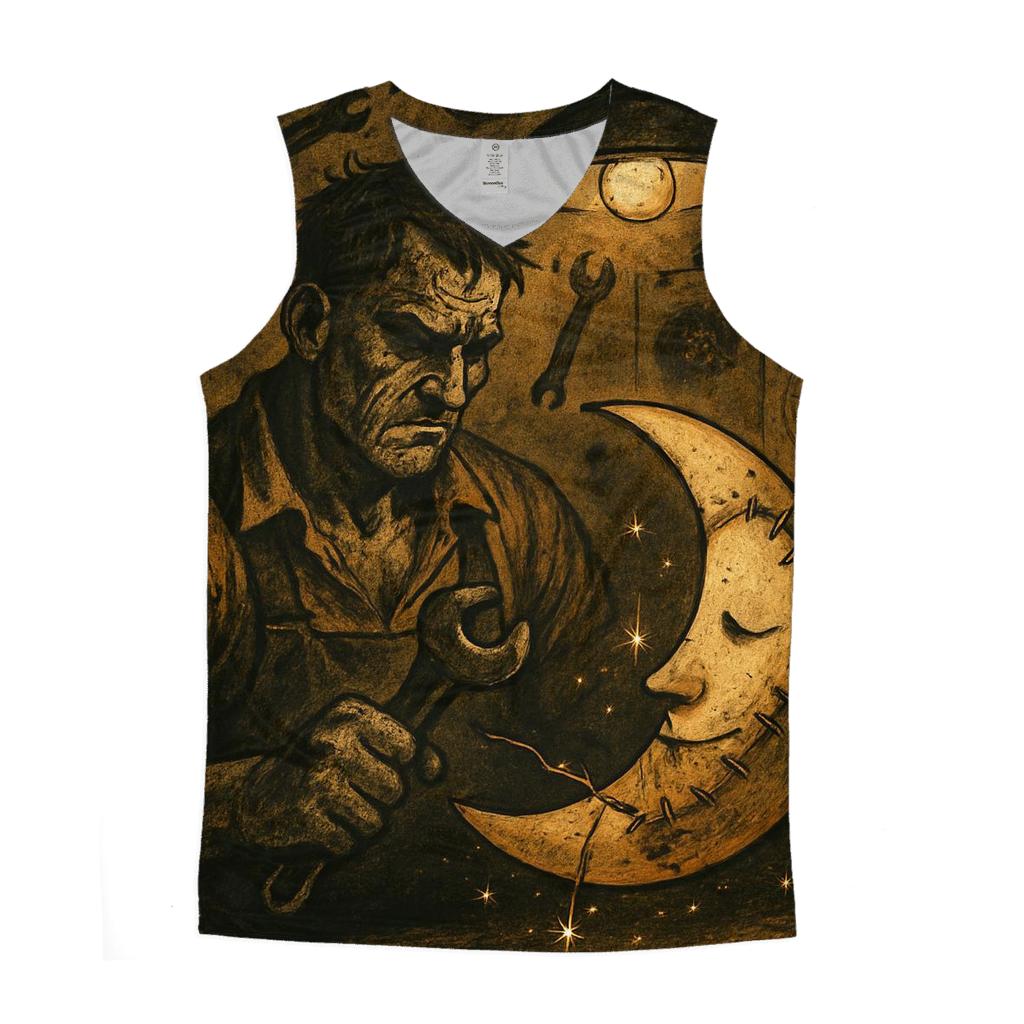 Patchwork Moon Mechanic graphic print tank tops