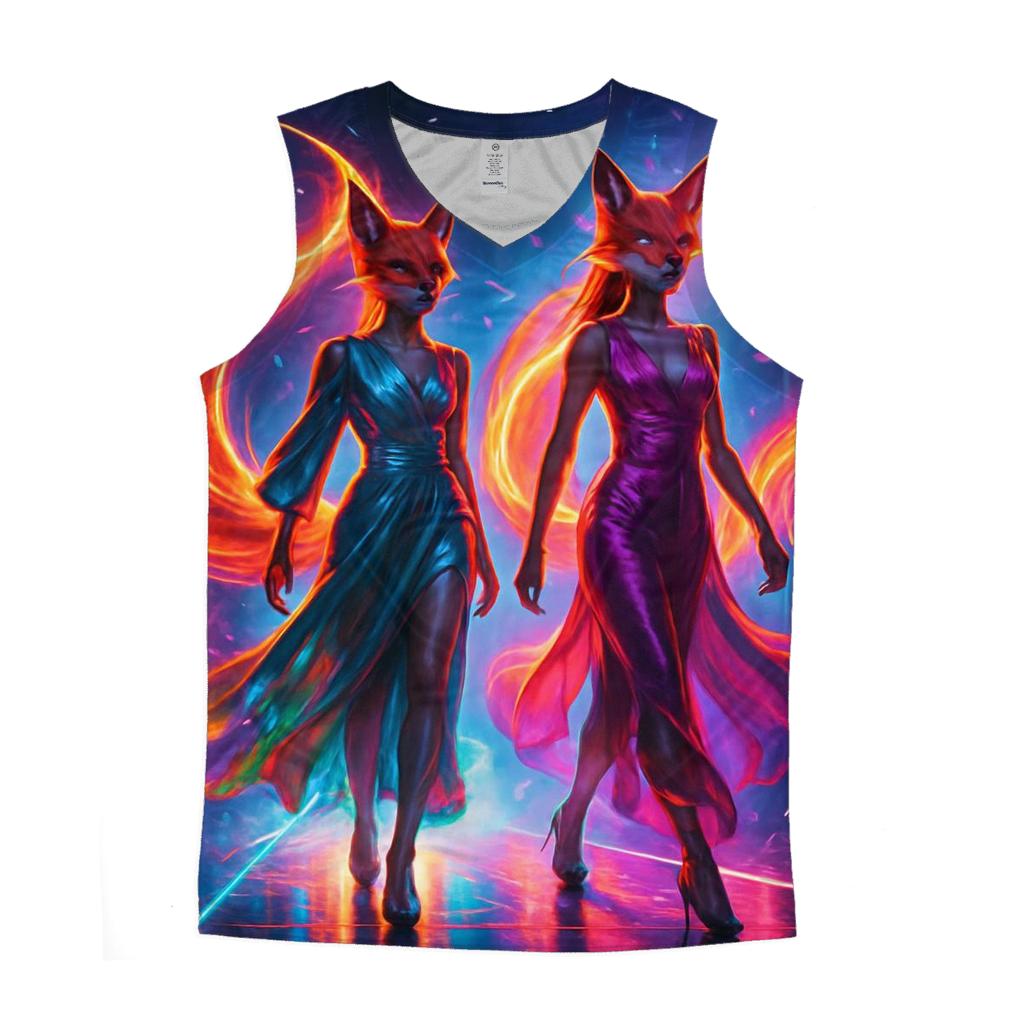 Neon Foxfire Runway graphic print tank tops