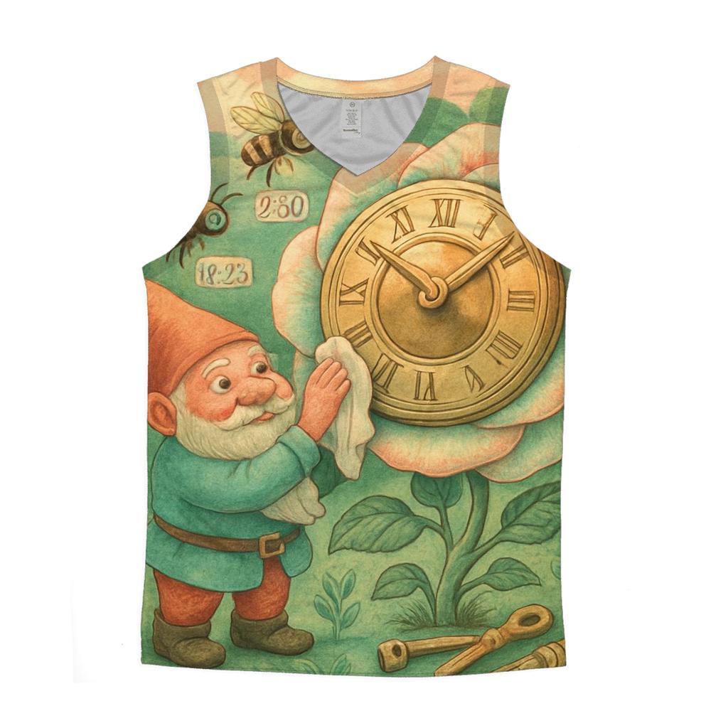 Clockface Garden Gnome casual summer tank tops