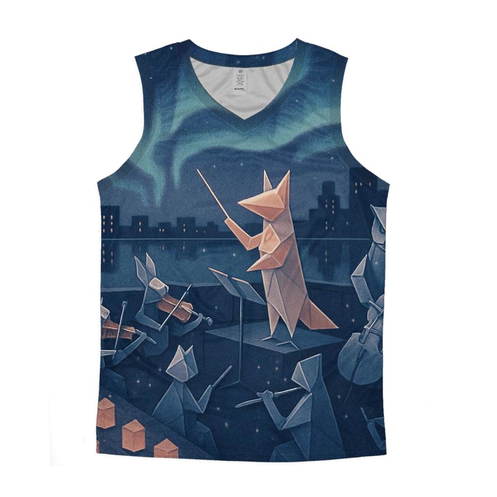 Midnight Origami Orchestra sports performance tank tops