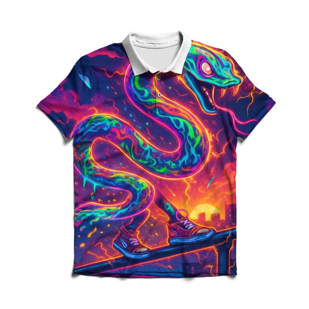 Neon Skate Serpent embroidered polo tops
