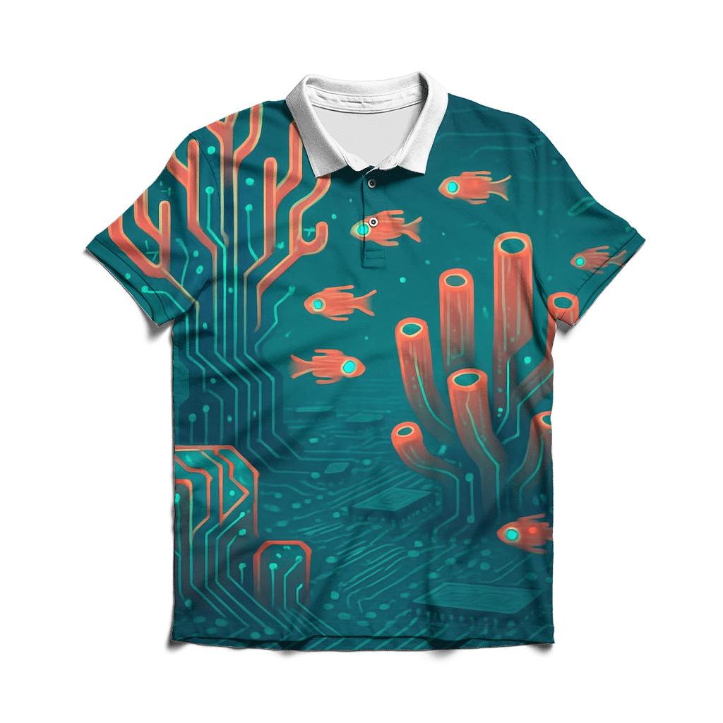 Circuitboard Coral Reef personalized polo shirts