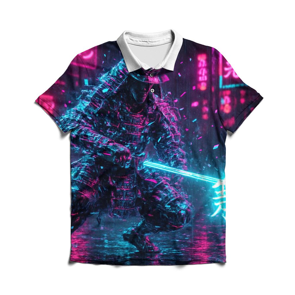 Holographic Street Samurai stylish collar polo tees