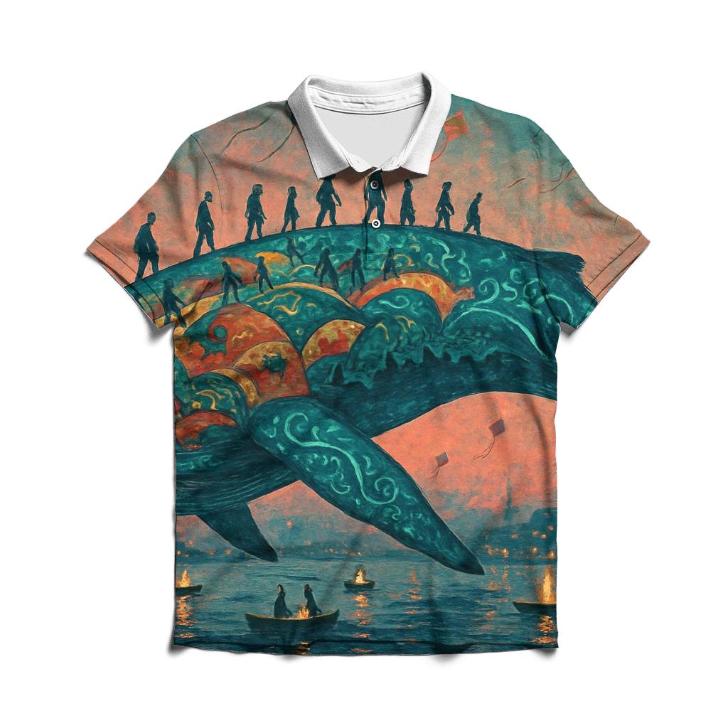 Polychrome Whale Bridge custom polo shirts