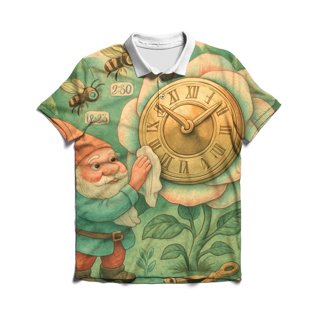 Clockface Garden Gnome personalized polo shirts