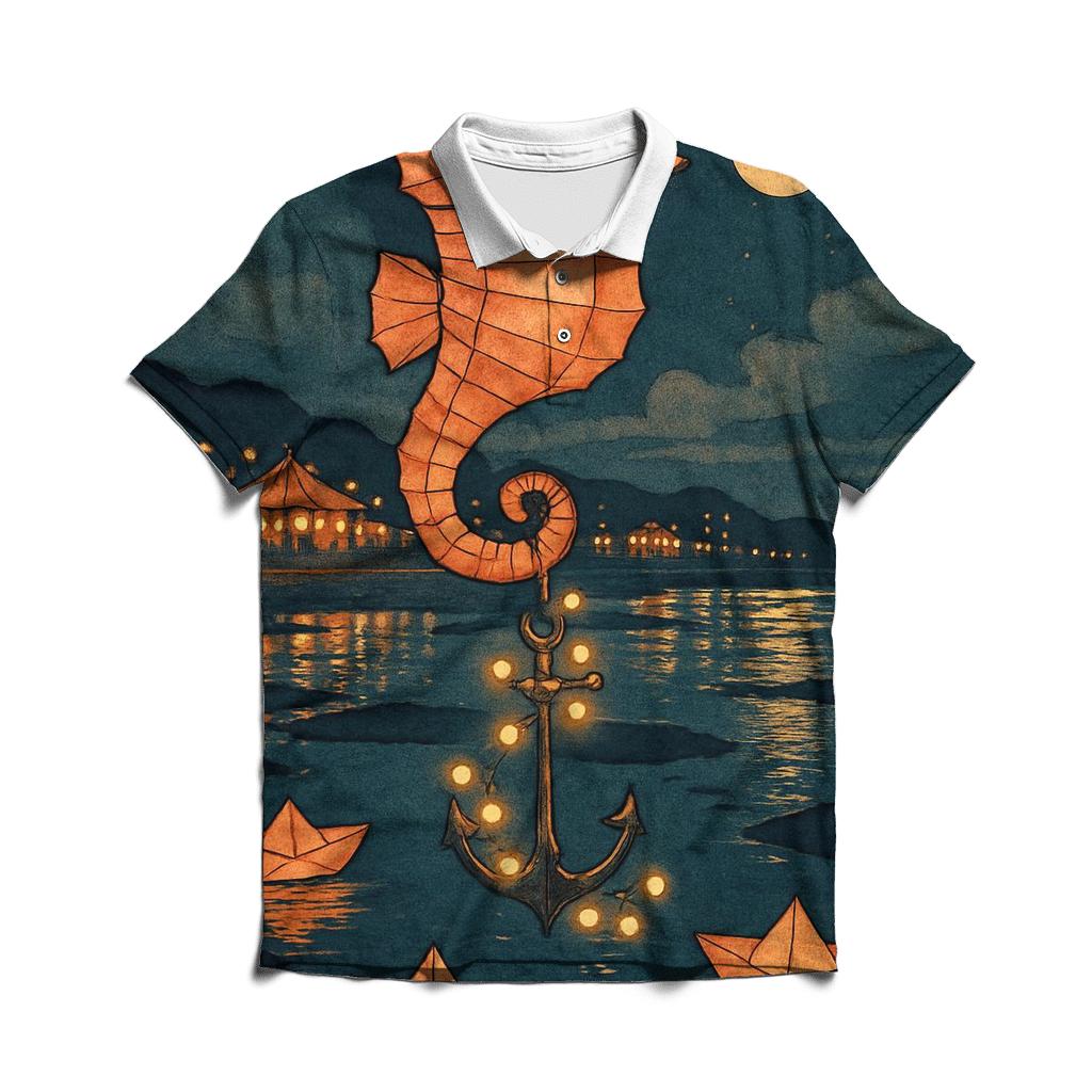 Paper Lantern Seahorse custom polo shirts