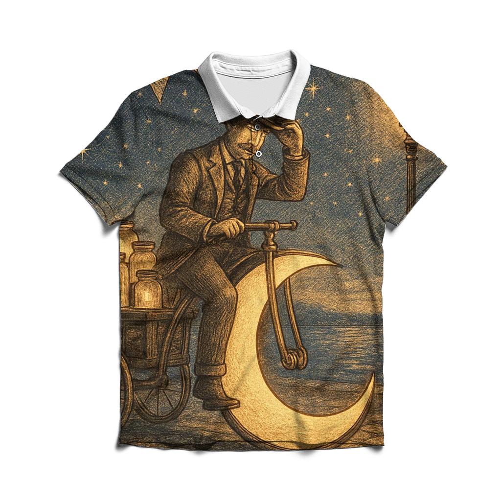 Penny-Farthing Moon Merchant premium cotton polo shirts