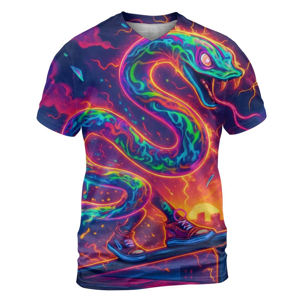 Neon Skate Serpent statement graphic shirts
