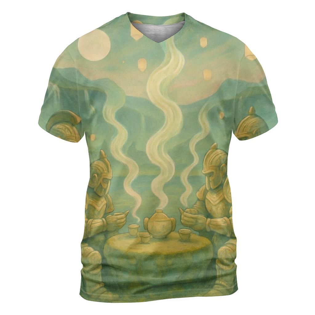 Tea Ceremony Of Tiny Titans vibrant all-over design tees