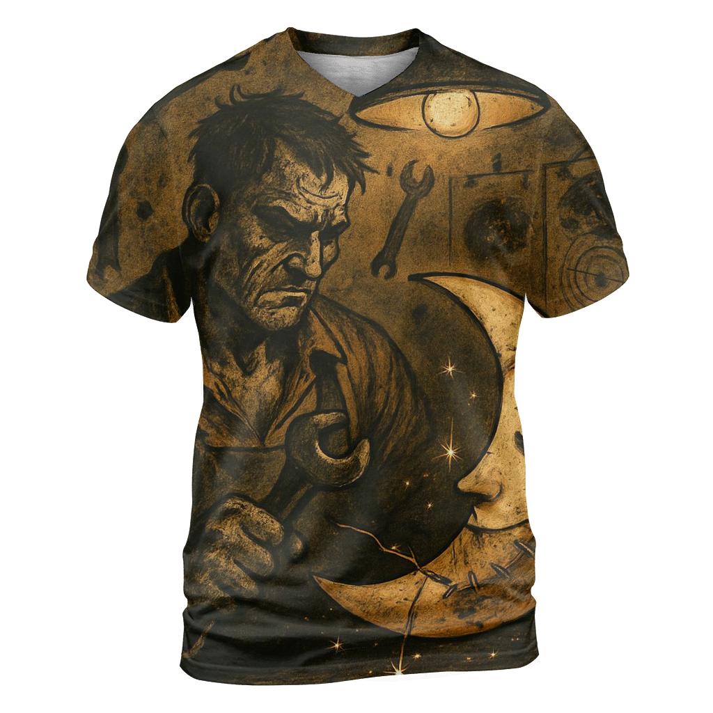 Patchwork Moon Mechanic statement graphic shirts