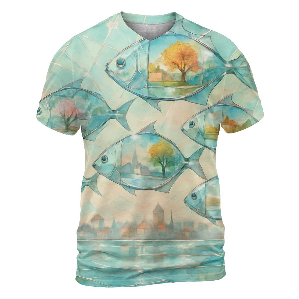 Mirrorfish Parade artistic all-over print tops