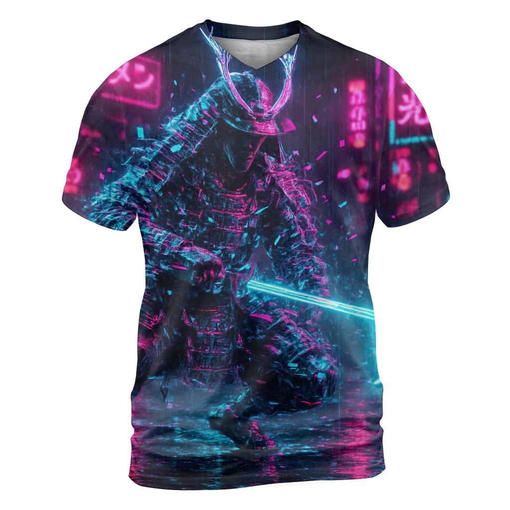 Holographic Street Samurai trendy printed shirt styles